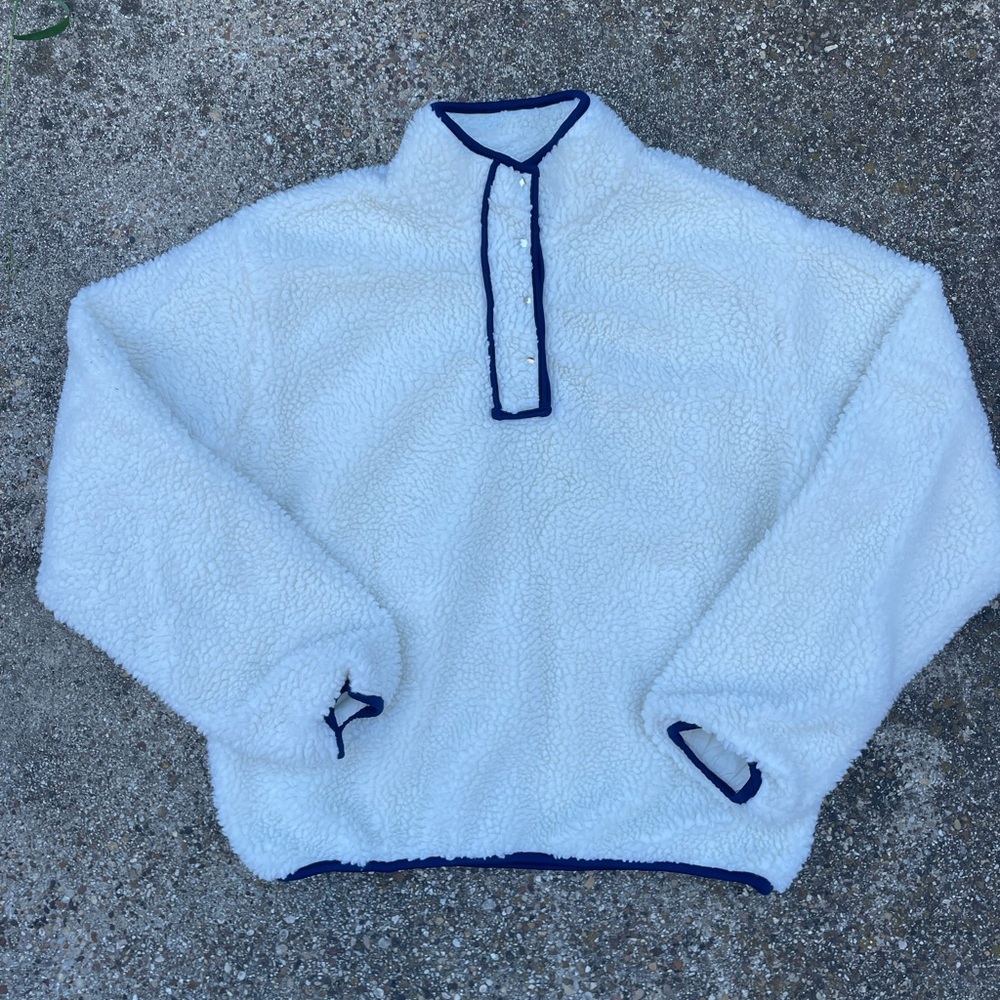 Parke White Fleece Pullover Jacket